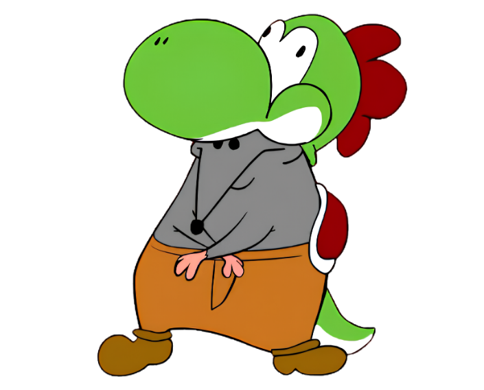 Ximb wearing a green dinosaur hood